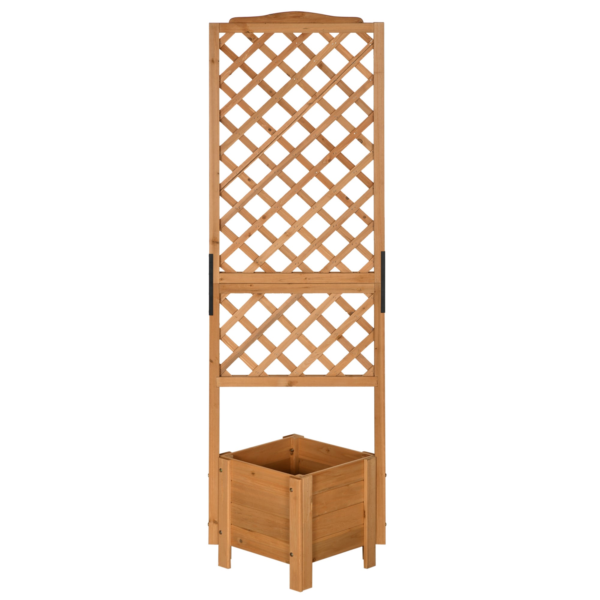 Raised Planter with Trellis for Flowers Plants - 54.5L x 52W x 180H cm - Pre-Oiled Fir Wood