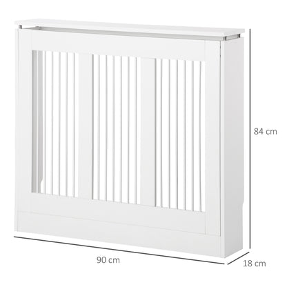 White Radiator Cover 90x18x84 cm MDF Modern Design Vertical Radiator Shelf for Living Room Bedroom