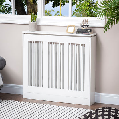 White Radiator Cover 90x18x84 cm MDF Modern Design Vertical Radiator Shelf for Living Room Bedroom