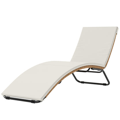 S-Shaped Poly Rattan Chaise Lounge with Cushion — Breathable Seat, Powder-Coated Steel Frame, UV-Resistant, Cream