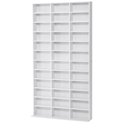 CD/DVD Storage Shelf Storage Cabinet for 1116 CDs 36 Height-Adjustable Compartments 195 x 102 x 23.5 cm White