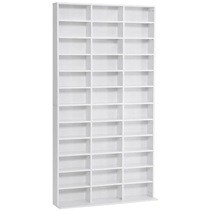 CD/DVD Storage Shelf Storage Cabinet for 1116 CDs 36 Height-Adjustable Compartments 195 x 102 x 23.5 cm White