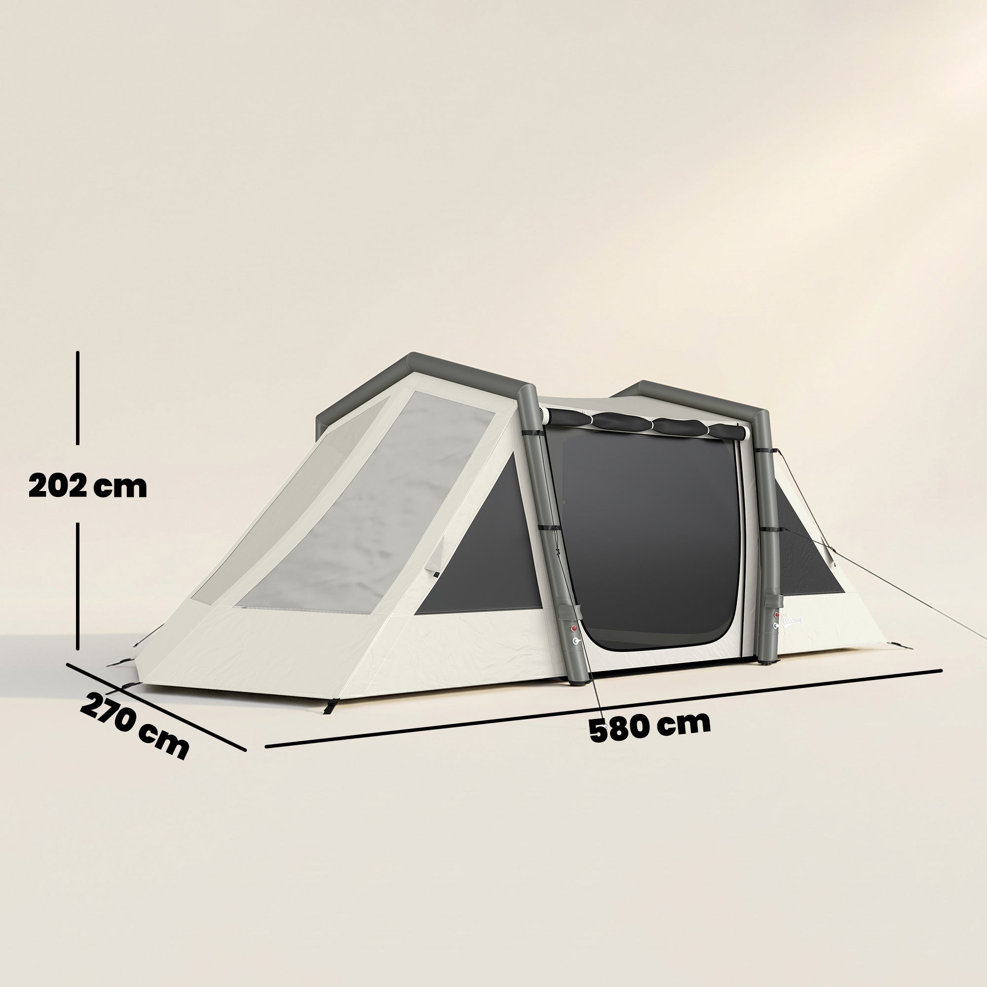 Inflatable 6-Person Tent — Fast Setup, Darkened Bedrooms, 2-Bedroom + Living Area, Porch, Fluorescent Pegs & Groundsheet, Waterproof Oxford Fabric