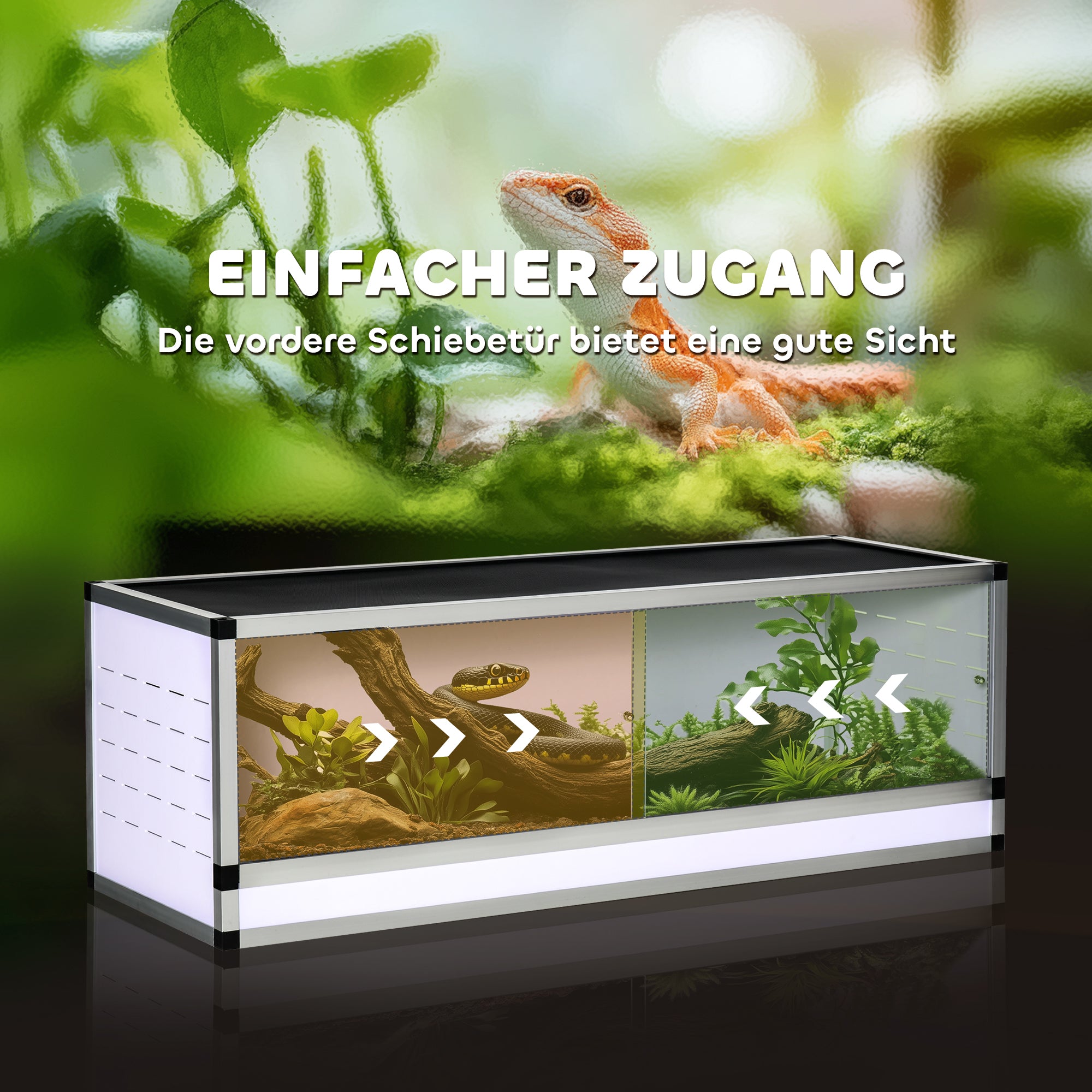 Aluminum Terrarium for Reptiles Amphibians Arachnids Reptile Breeding Box Mesh Terrarium White+Silver+Black 120 x 40 x 40 cm