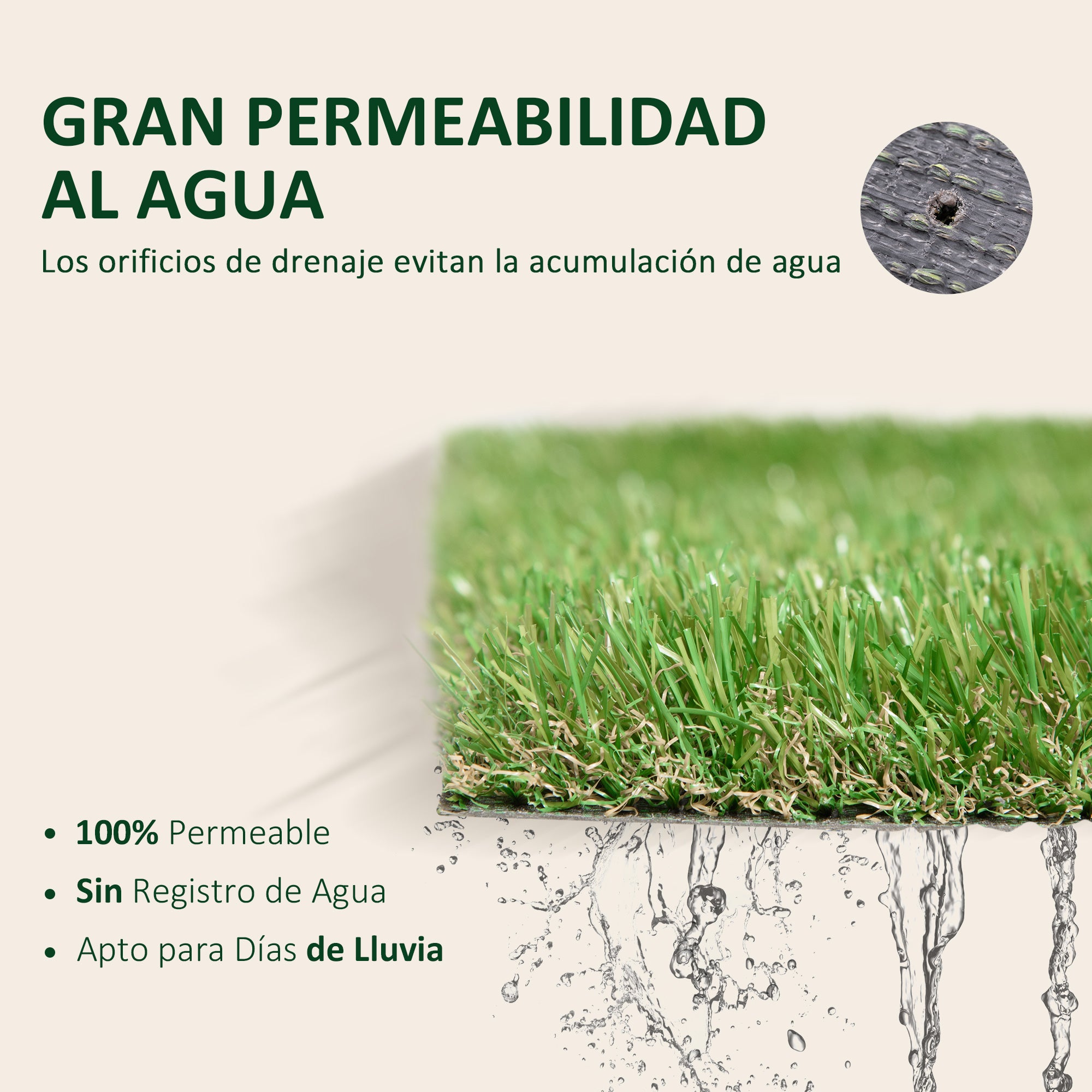 Artificial Grass 3x1m with 25mm Grass Height Type Outdoor Synthetic Grass Mat or Carpet for Garden and Terrace