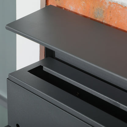 Galvanized Steel Mailbox with 3 Slots and 2 Security Keys Included, 37x10.5x37 cm, Dark Grey