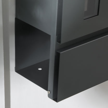 Galvanized Steel Mailbox with 3 Slots and 2 Security Keys Included, 37x10.5x37 cm, Dark Grey