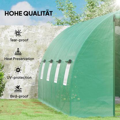 Foil Greenhouse Tomato Greenhouse Greenhouse Foil Tunnel Cold Frame with Window Green 595 x 300 x 200 cm