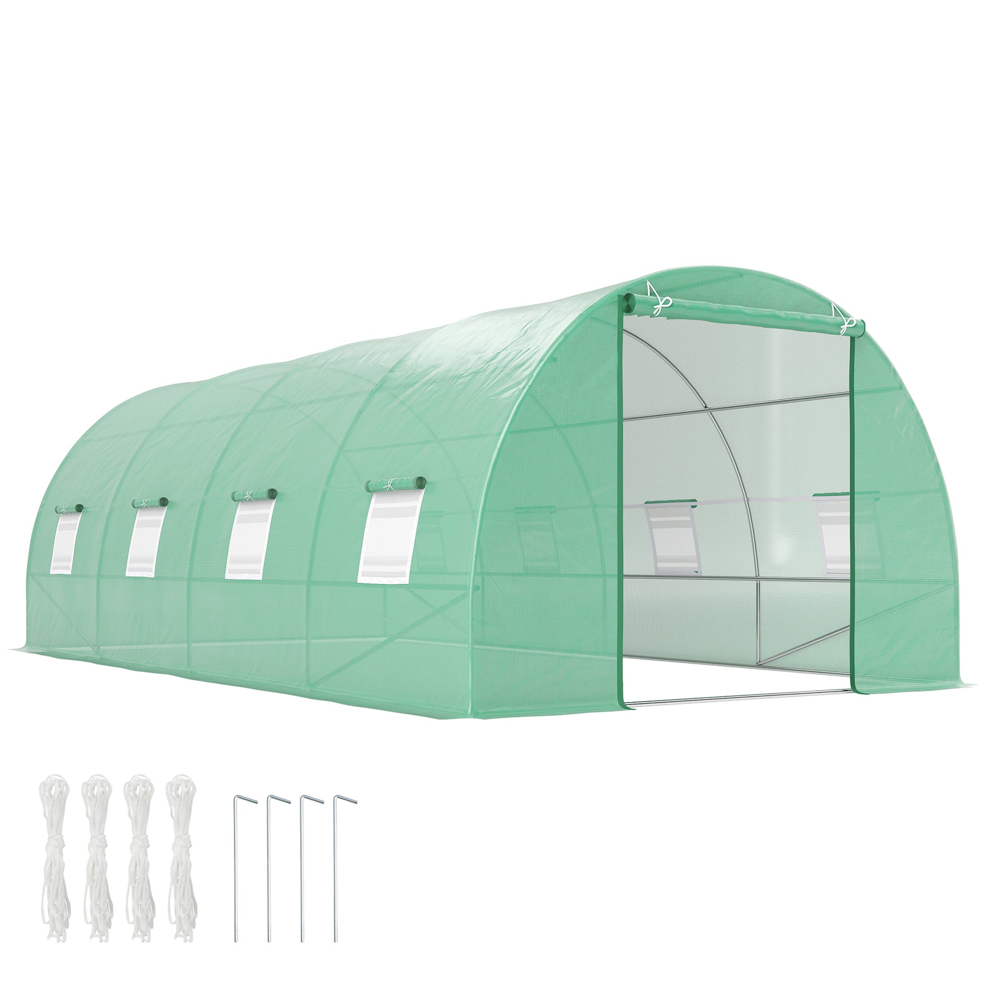 Foil Greenhouse Tomato Greenhouse Greenhouse Foil Tunnel Cold Frame with Window Green 595 x 300 x 200 cm