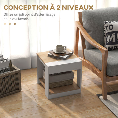 Set of 2 Rustic Style Wooden Side Tables Bedside table for Living Room Bedroom 40 x 40 x 45 cm White and Natural