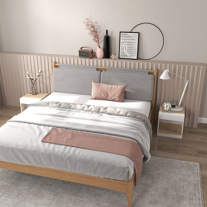 Set of 2 Rustic Style Wooden Side Tables Bedside table for Living Room Bedroom 40 x 40 x 45 cm White and Natural