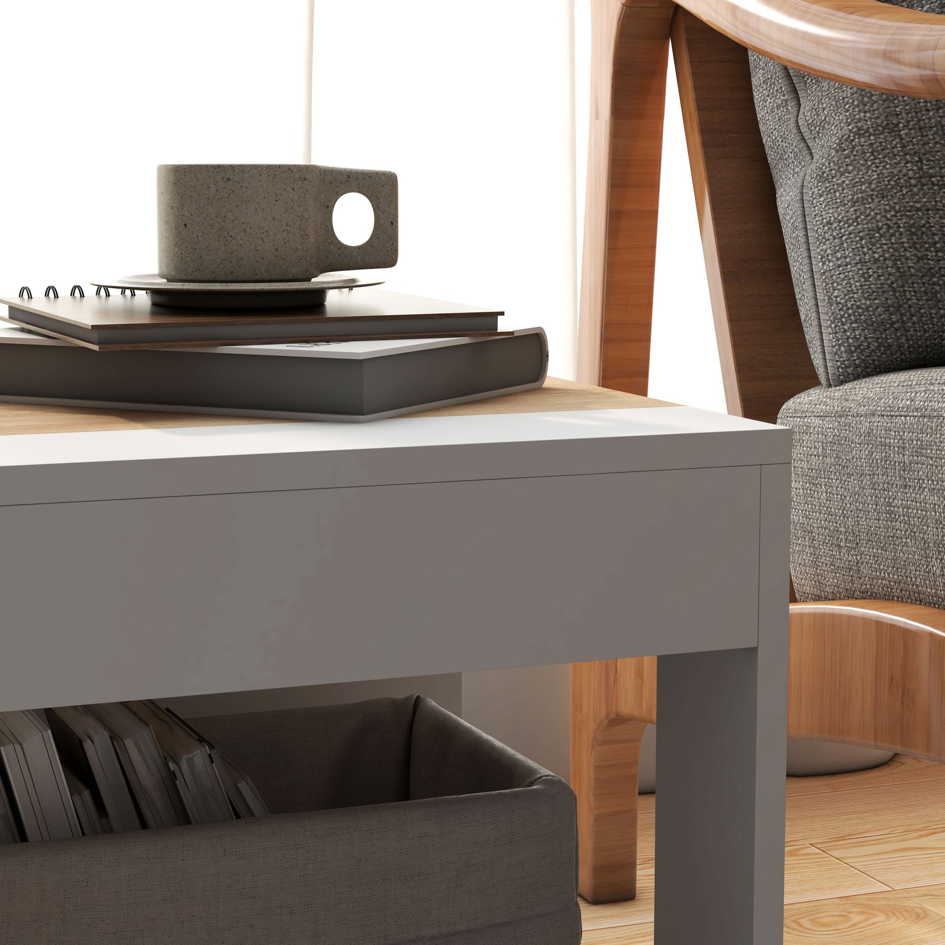 Set of 2 Rustic Style Wooden Side Tables Bedside table for Living Room Bedroom 40 x 40 x 45 cm White and Natural