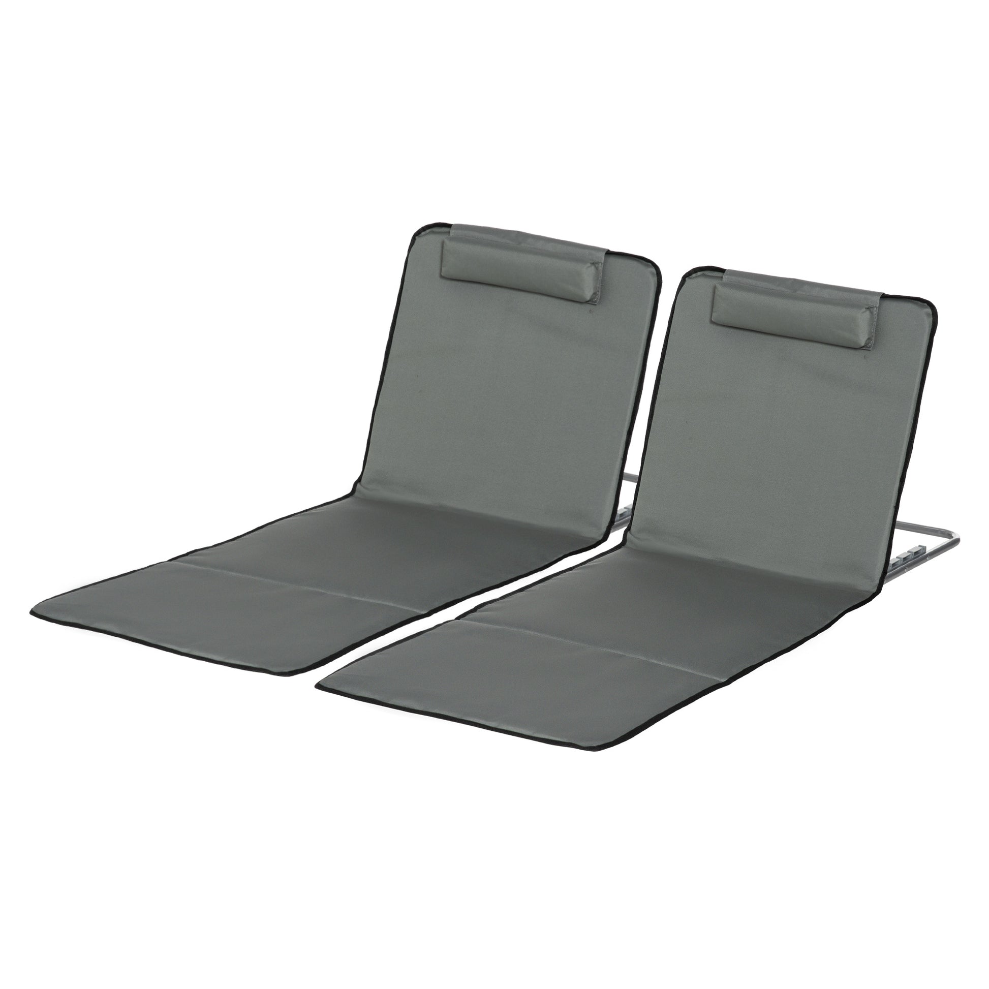 Set of 2 Folding Sun Loungers Beach Chairs with Adjustable Backrest Headrest Carrying Bag Light Portable Beach Mat, Outdoor Sun Mat for Garden, Pool 124 x 53 cm