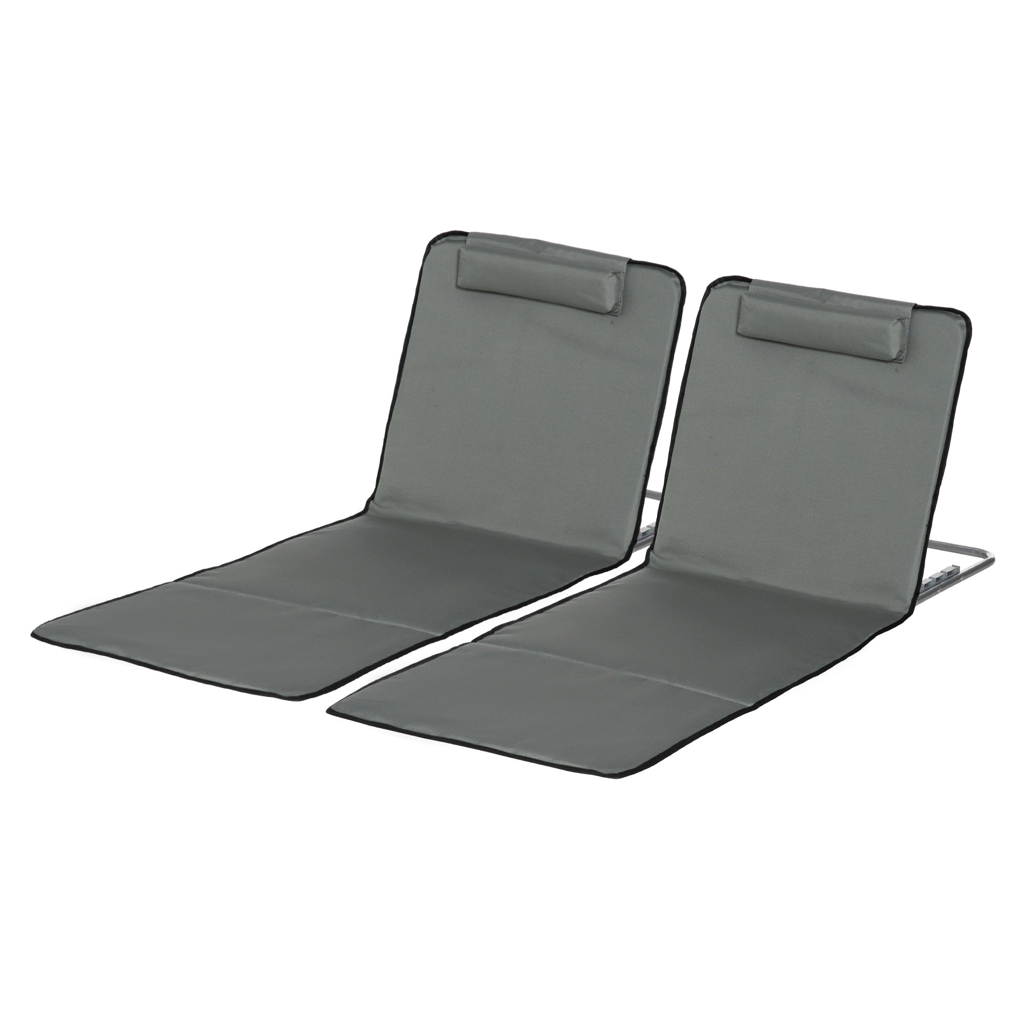 Set of 2 Folding Sun Loungers Beach Chairs with Adjustable Backrest Headrest Carrying Bag Light Portable Beach Mat, Outdoor Sun Mat for Garden, Pool 124 x 53 cm