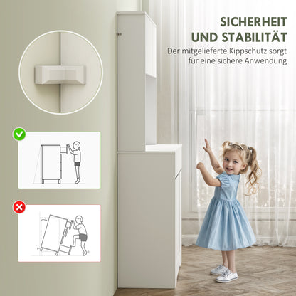 Kitchen Cabinet Buffet Cabinet with Worktop, 6 Doors, Tall Cabinet with Adjustable Shelves, Cable Holes, Microwave Cabinet Modern Pantry Cabinet, White, 100 x 38 x 180 cm