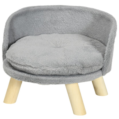 Dog Sofa Dog Couch with Cushion, Wooden Legs, Washable Dog Bed Elevated Pet Sofa Cat Sofa for Small Dogs, 40.5 x 40.5 x 33 cm Gray