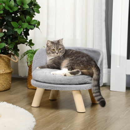 Dog Sofa Dog Couch with Cushion, Wooden Legs, Washable Dog Bed Elevated Pet Sofa Cat Sofa for Small Dogs, 40.5 x 40.5 x 33 cm Gray