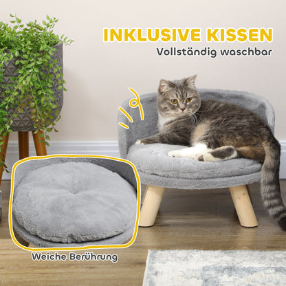 Dog Sofa Dog Couch with Cushion, Wooden Legs, Washable Dog Bed Elevated Pet Sofa Cat Sofa for Small Dogs, 40.5 x 40.5 x 33 cm Gray