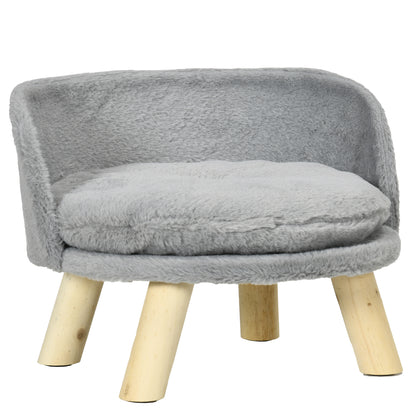 Dog Sofa Dog Couch with Cushion, Wooden Legs, Washable Dog Bed Elevated Pet Sofa Cat Sofa for Small Dogs, 40.5 x 40.5 x 33 cm Gray