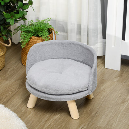 Dog Sofa Dog Couch with Cushion, Wooden Legs, Washable Dog Bed Elevated Pet Sofa Cat Sofa for Small Dogs, 40.5 x 40.5 x 33 cm Gray