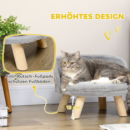 Dog Sofa Dog Couch with Cushion, Wooden Legs, Washable Dog Bed Elevated Pet Sofa Cat Sofa for Small Dogs, 40.5 x 40.5 x 33 cm Gray