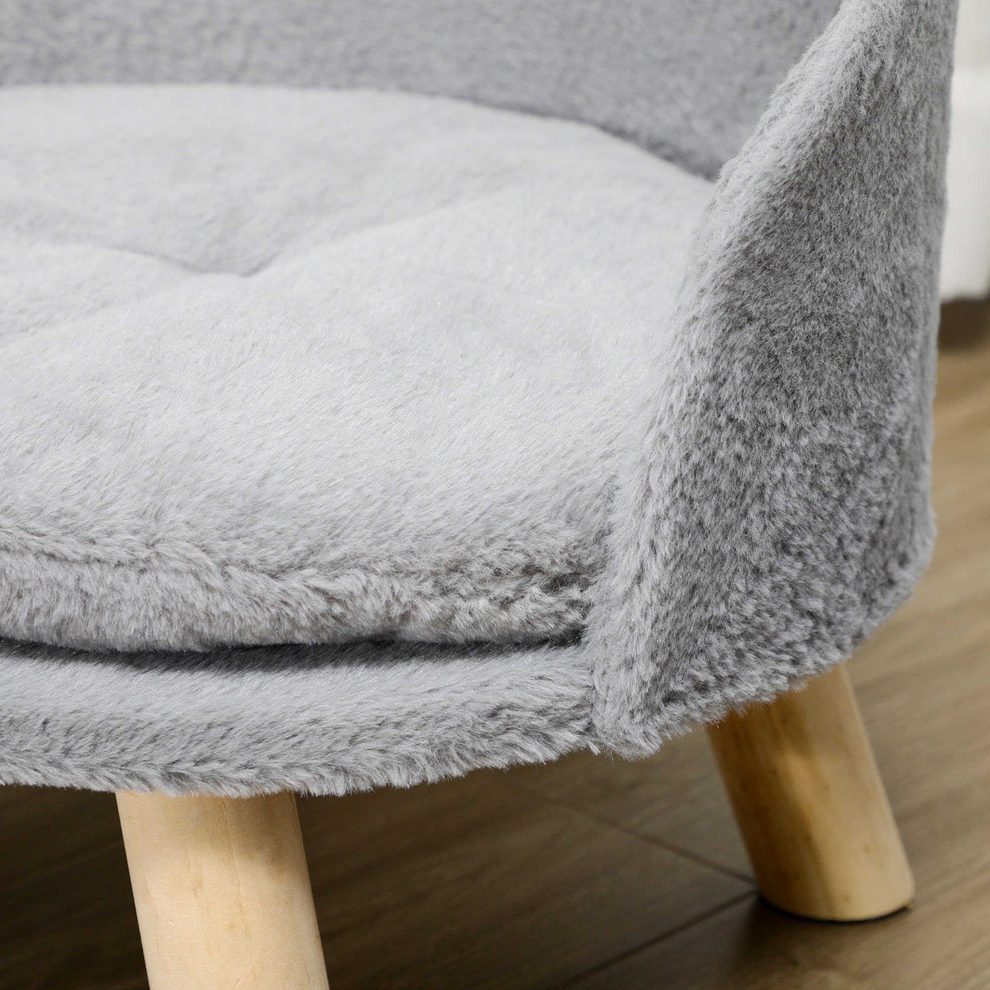 Dog Sofa Dog Couch with Cushion, Wooden Legs, Washable Dog Bed Elevated Pet Sofa Cat Sofa for Small Dogs, 40.5 x 40.5 x 33 cm Gray