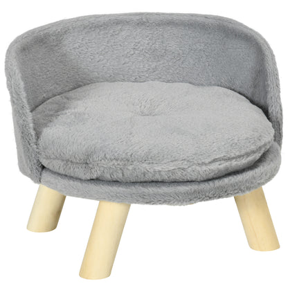 Dog Sofa Dog Couch with Cushion, Wooden Legs, Washable Dog Bed Elevated Pet Sofa Cat Sofa for Small Dogs, 40.5 x 40.5 x 33 cm Gray