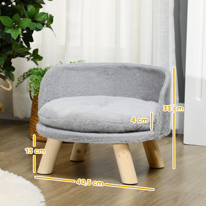Dog Sofa Dog Couch with Cushion, Wooden Legs, Washable Dog Bed Elevated Pet Sofa Cat Sofa for Small Dogs, 40.5 x 40.5 x 33 cm Gray
