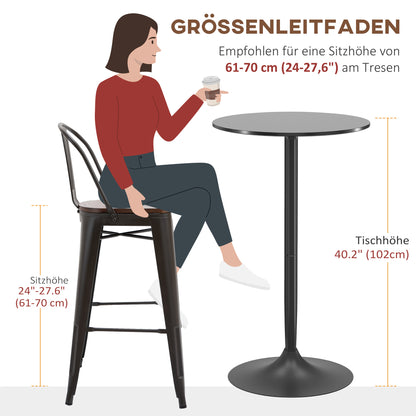 Bar Table Bistro Table Ø60 x 102 cm Round Party Table Counter Table for Living Room, Dining Room, Steel, Black