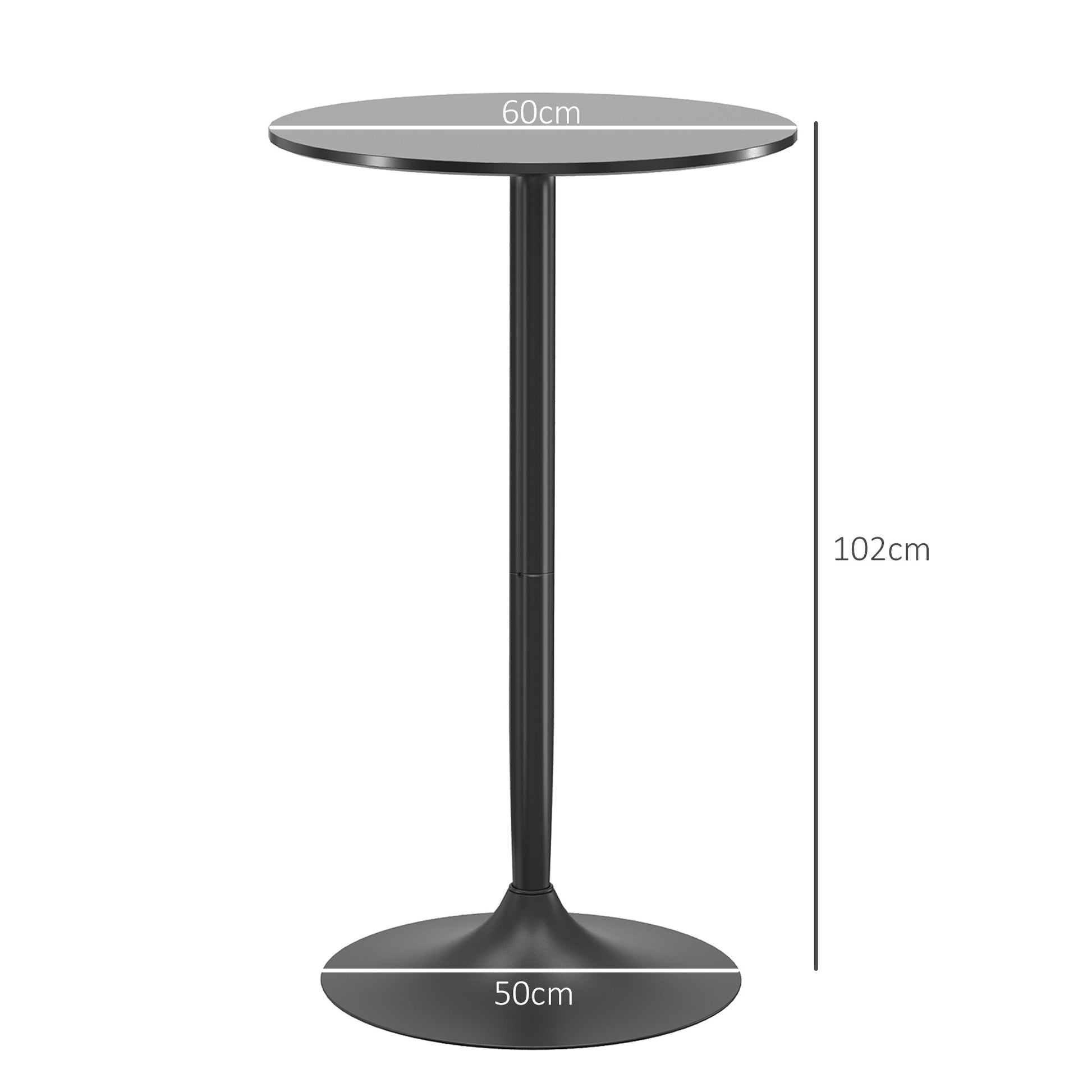 Bar Table Bistro Table Ø60 x 102 cm Round Party Table Counter Table for Living Room, Dining Room, Steel, Black