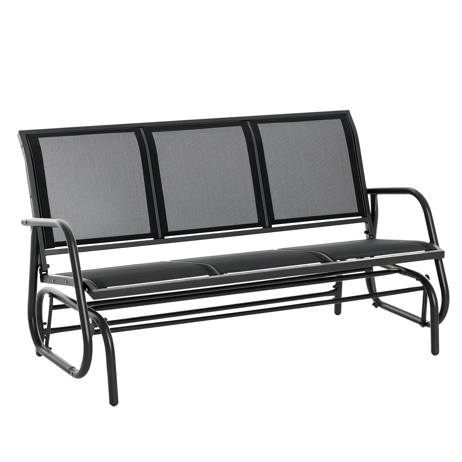 3-Seater Swing Chair Garden Bench with Rocking Mechanism Garden Swing Bench made of Metal Park Bench loadable up to 300 kg Garden Furniture for Garden, Terrace, 147 x 70 x 85 cm Dark Grey