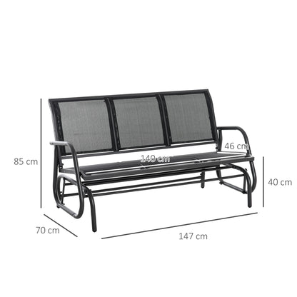 3-Seater Swing Chair Garden Bench with Rocking Mechanism Garden Swing Bench made of Metal Park Bench loadable up to 300 kg Garden Furniture for Garden, Terrace, 147 x 70 x 85 cm Dark Grey