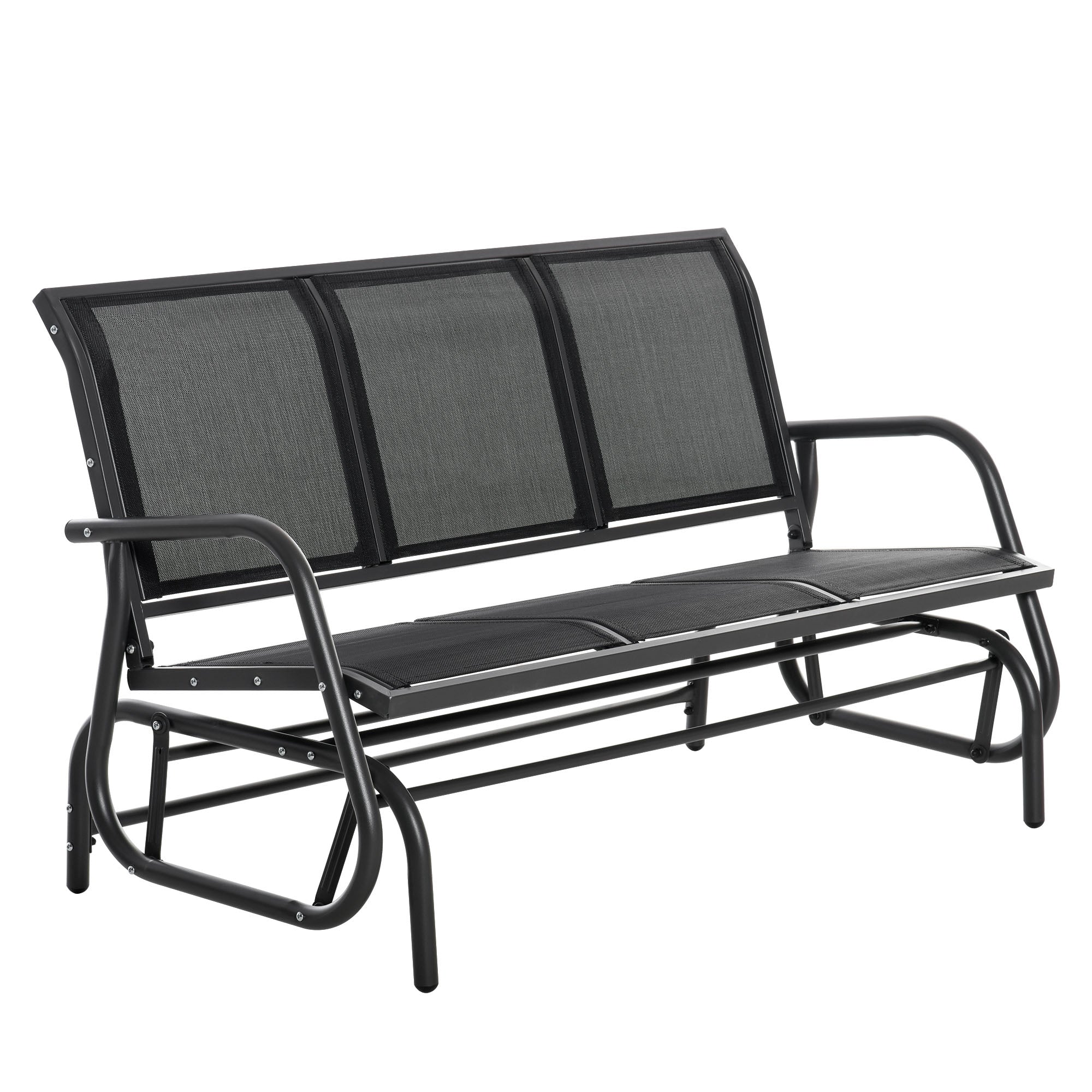 3-Seater Swing Chair Garden Bench with Rocking Mechanism Garden Swing Bench made of Metal Park Bench loadable up to 300 kg Garden Furniture for Garden, Terrace, 147 x 70 x 85 cm Dark Grey