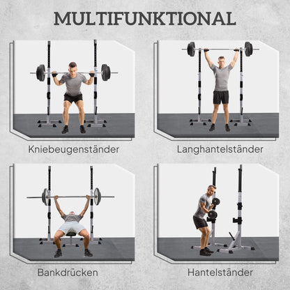 2-Pack Dumbbell Stand 3 Levels Height Adjustable Steel Dumbbell Rack Up to 200 kg Load Squat Rack Barbell Stand Weight Plate Stand for Strength Training