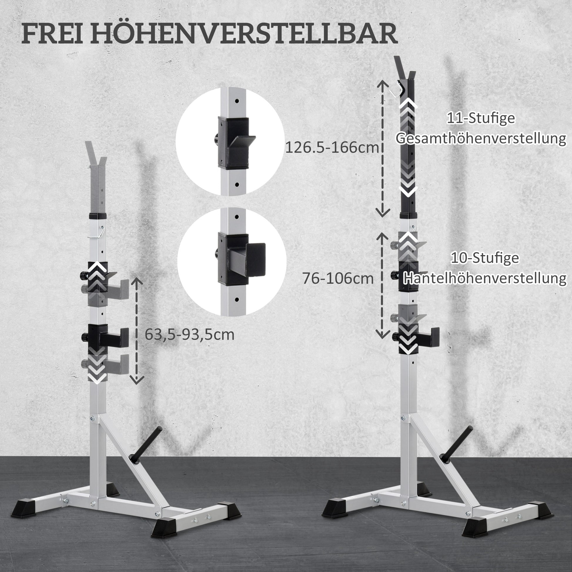 2-Pack Dumbbell Stand 3 Levels Height Adjustable Steel Dumbbell Rack Up to 200 kg Load Squat Rack Barbell Stand Weight Plate Stand for Strength Training