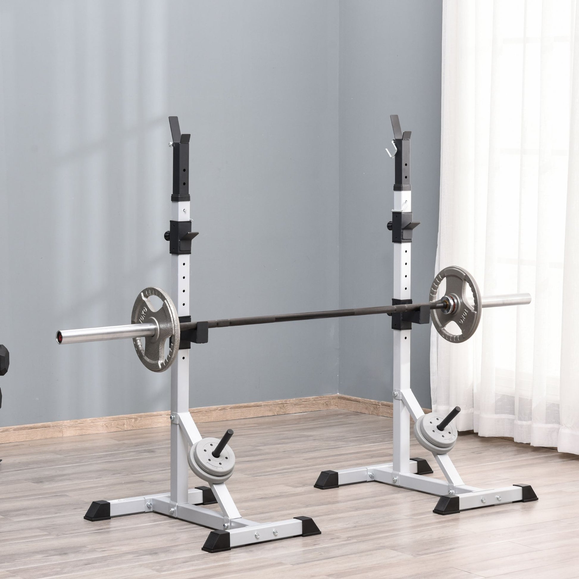 2-Pack Dumbbell Stand 3 Levels Height Adjustable Steel Dumbbell Rack Up to 200 kg Load Squat Rack Barbell Stand Weight Plate Stand for Strength Training