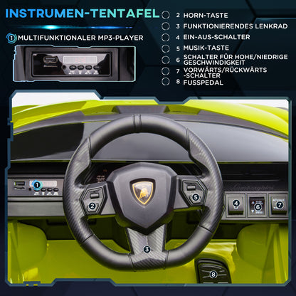 Kids Electric Car 12V 2 Driving Modes Lamborghini SIAN SUV Toy Electric Vehicle with Remote Control Music (MP3/USB) Light 3-5 Years Metal Green 108 x 62 x 40 cm