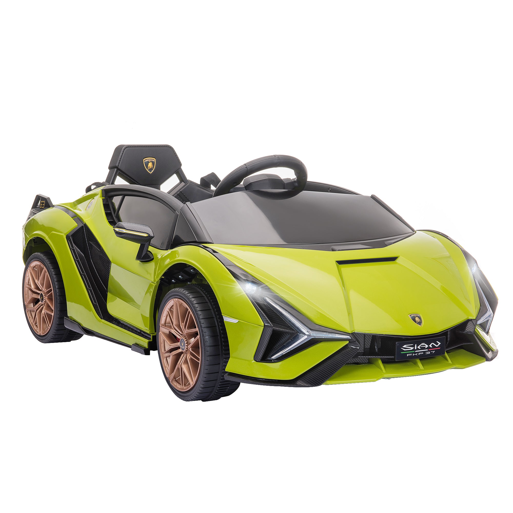 Kids Electric Car 12V 2 Driving Modes Lamborghini SIAN SUV Toy Electric Vehicle with Remote Control Music (MP3/USB) Light 3-5 Years Metal Green 108 x 62 x 40 cm