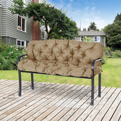 3 Seater Bench Cushion 150x98x8 cm, Bench Pad with Straps, Seat Cushion, Outdoor/Indoor Chair Cushion, Seat Padding, Seat Cushion for Garden Furniture, Window Seat Bench, Porch Swing, Khaki