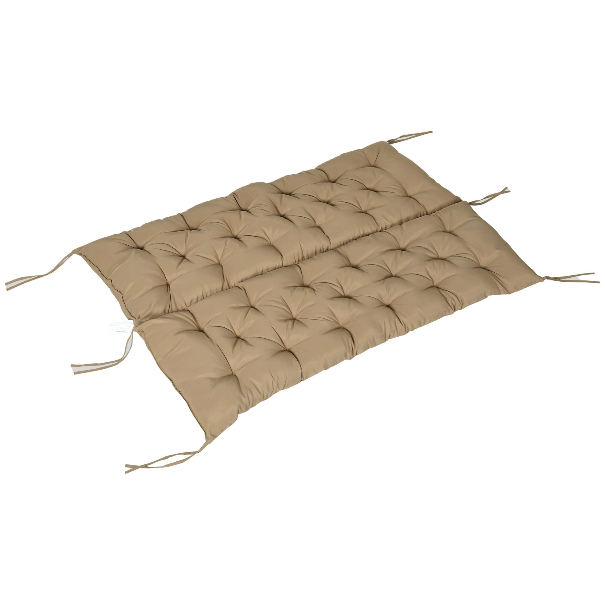3 Seater Bench Cushion 150x98x8 cm, Bench Pad with Straps, Seat Cushion, Outdoor/Indoor Chair Cushion, Seat Padding, Seat Cushion for Garden Furniture, Window Seat Bench, Porch Swing, Khaki
