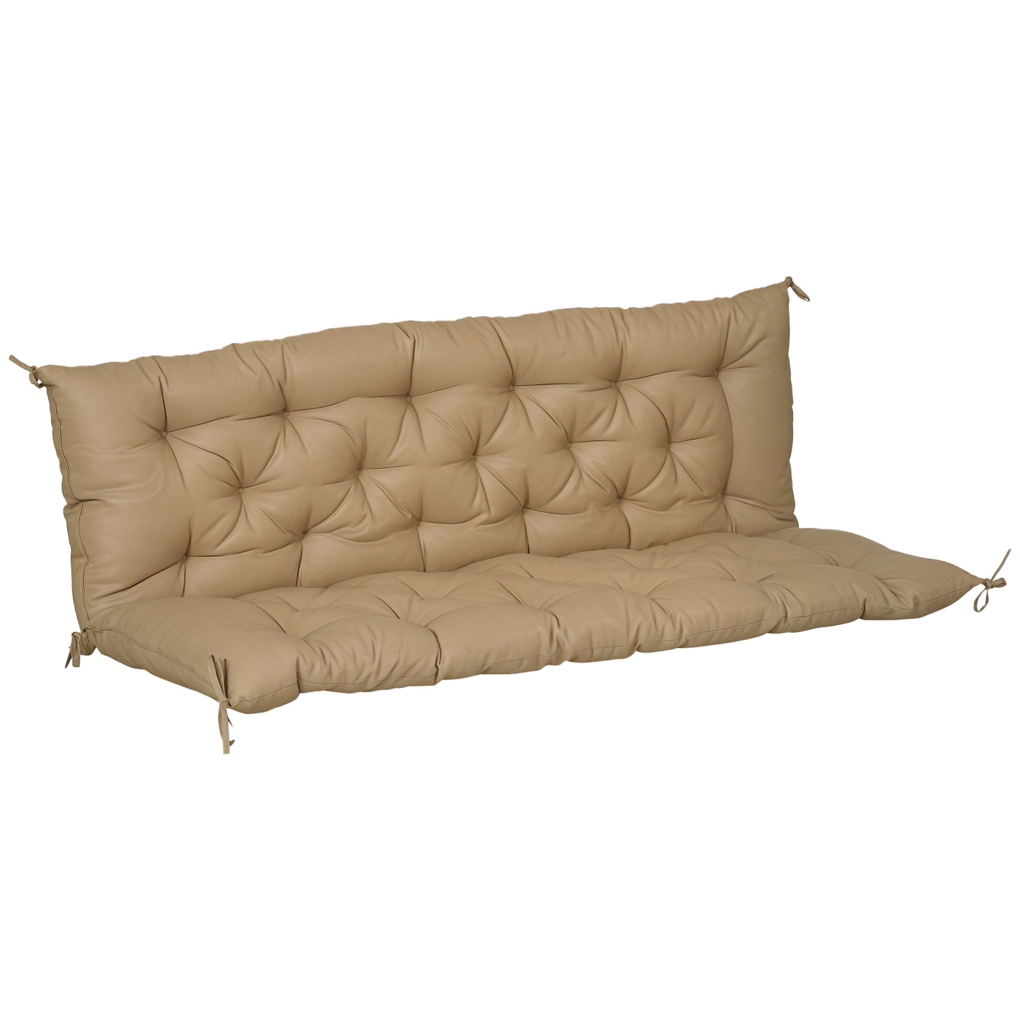 3 Seater Bench Cushion 150x98x8 cm, Bench Pad with Straps, Seat Cushion, Outdoor/Indoor Chair Cushion, Seat Padding, Seat Cushion for Garden Furniture, Window Seat Bench, Porch Swing, Khaki