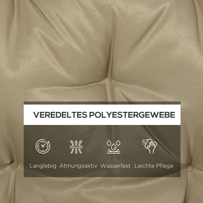 3 Seater Bench Cushion 150x98x8 cm, Bench Pad with Straps, Seat Cushion, Outdoor/Indoor Chair Cushion, Seat Padding, Seat Cushion for Garden Furniture, Window Seat Bench, Porch Swing, Khaki