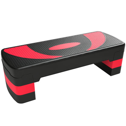 Step Board Aerobic Stepper adjustable in 3 levels (10/15/20 cm) Fitness Home Trainer for Indoor Outdoor Load Capacity up to 150 kg Red