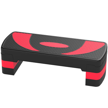 Step Board Aerobic Stepper adjustable in 3 levels (10/15/20 cm) Fitness Home Trainer for Indoor Outdoor Load Capacity up to 150 kg Red