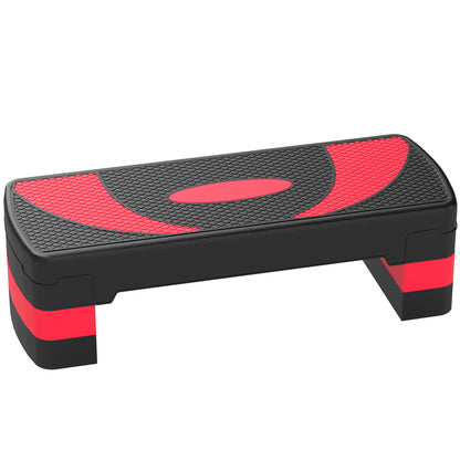Step Board Aerobic Stepper adjustable in 3 levels (10/15/20 cm) Fitness Home Trainer for Indoor Outdoor Load Capacity up to 150 kg Red