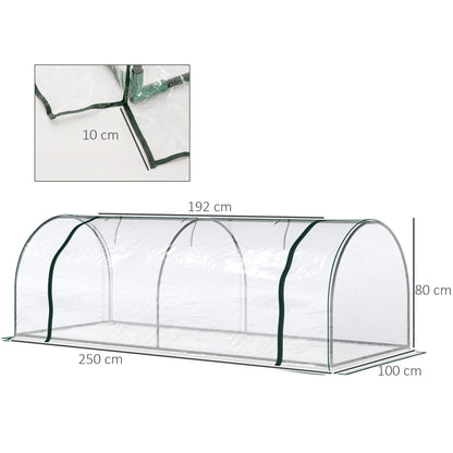 Greenhouse with Door, Foil Greenhouse made of Steel, Greenhouse for Balcony, Garden, Tomato House 250x100x80cm, Tomato Greenhouse for Tomatoes, Vegetables, Flowers, Plants, Transparent+Green