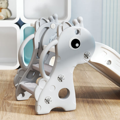 Kids Slide Children's Slide with Basketball Hoop, Basketball Indoor Outdoor Plastic Toddler Slide Garden Slide Slide for Kids 1 to 3 Years, Gray