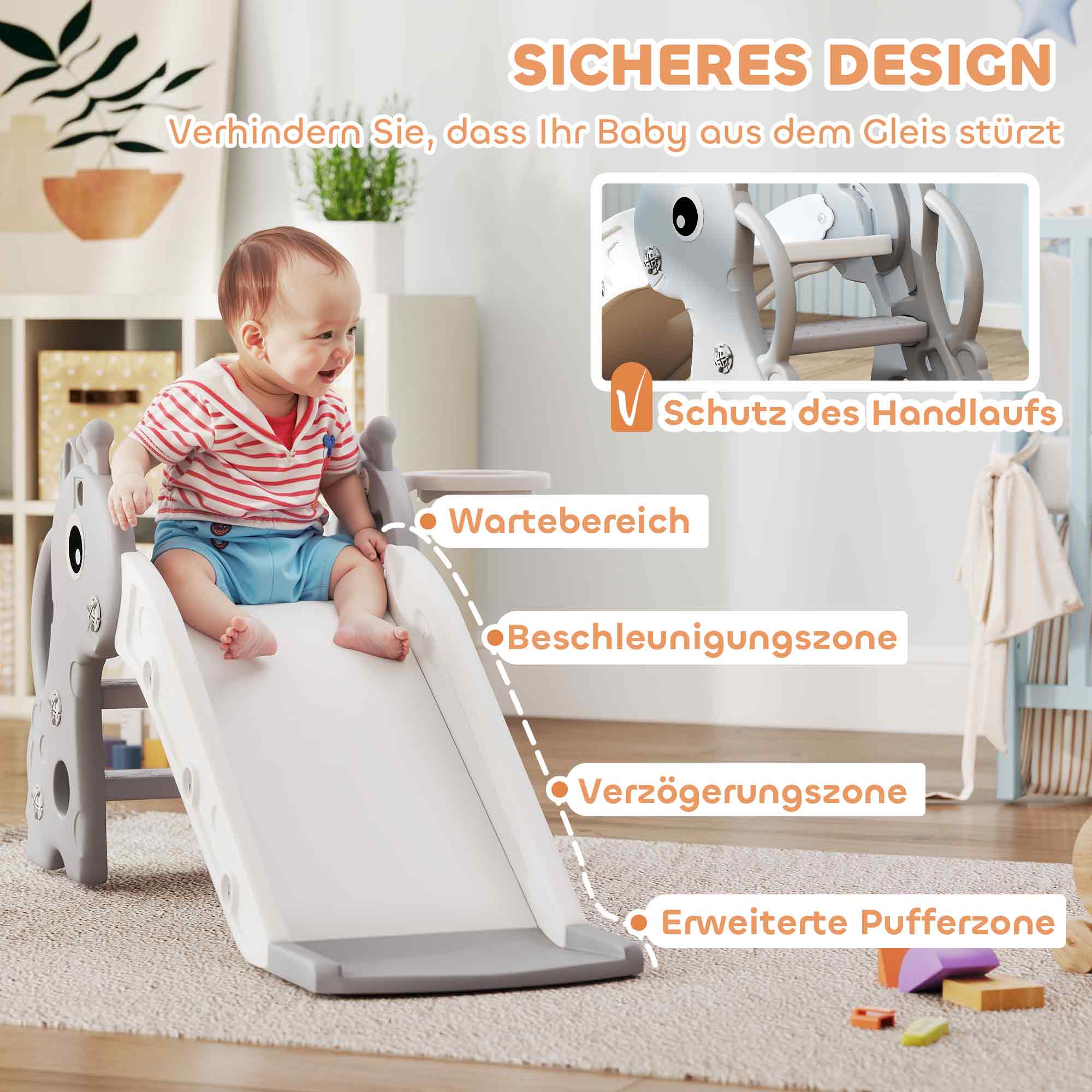 Kids Slide Children's Slide with Basketball Hoop, Basketball Indoor Outdoor Plastic Toddler Slide Garden Slide Slide for Kids 1 to 3 Years, Gray