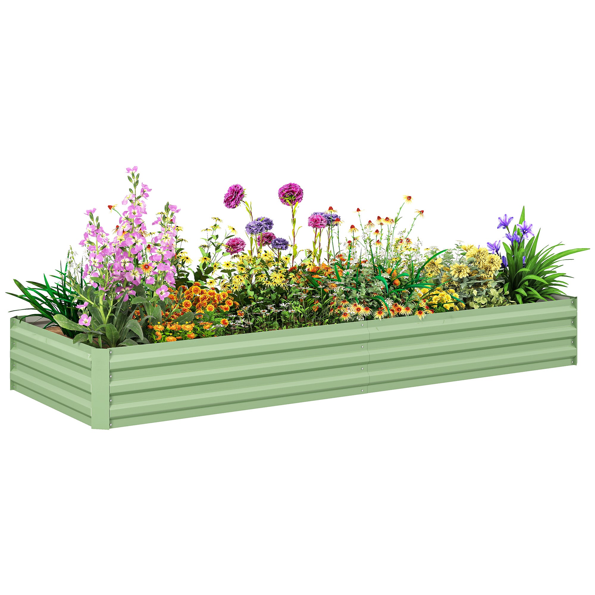 Steel Raised Bed, Plant Box Garden Bed Flower Box Stackable, Plant Pot Vegetable Bed 241x90.5x30cm for Garden Terrace, for Flowers, Plants, Fruit, Vegetables, Green