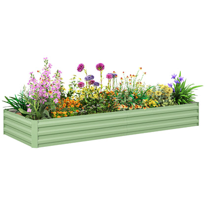 Steel Raised Bed, Plant Box Garden Bed Flower Box Stackable, Plant Pot Vegetable Bed 241x90.5x30cm for Garden Terrace, for Flowers, Plants, Fruit, Vegetables, Green